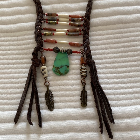 Navajo-made long leather necklace - Picture 3 of 3
